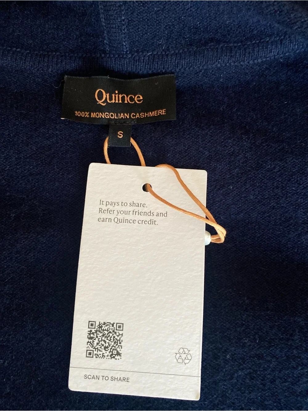 Quince Dark Navy Full-Zip Hooded Mongolian Cashmere Cardigan Sweater Small - Picture 9 of 10
